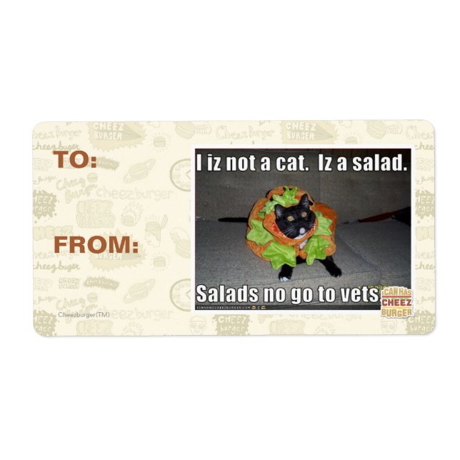 Étiquette Je ne suis pas un chat. Iz une salade. (Devant)