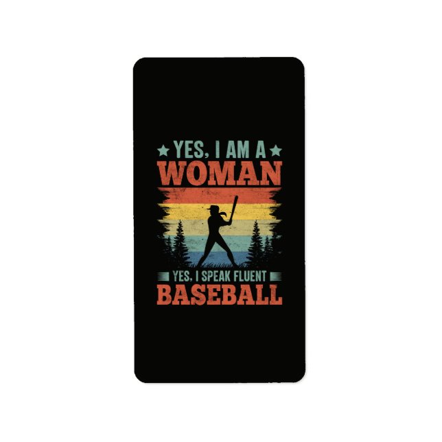 Étiquette Je parle couramment le baseball Joueuse Fan (Devant)