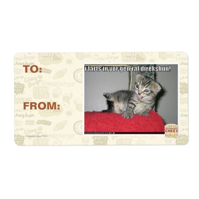 Étiquette Je pète dans ton gen'ral direkshun (Devant)