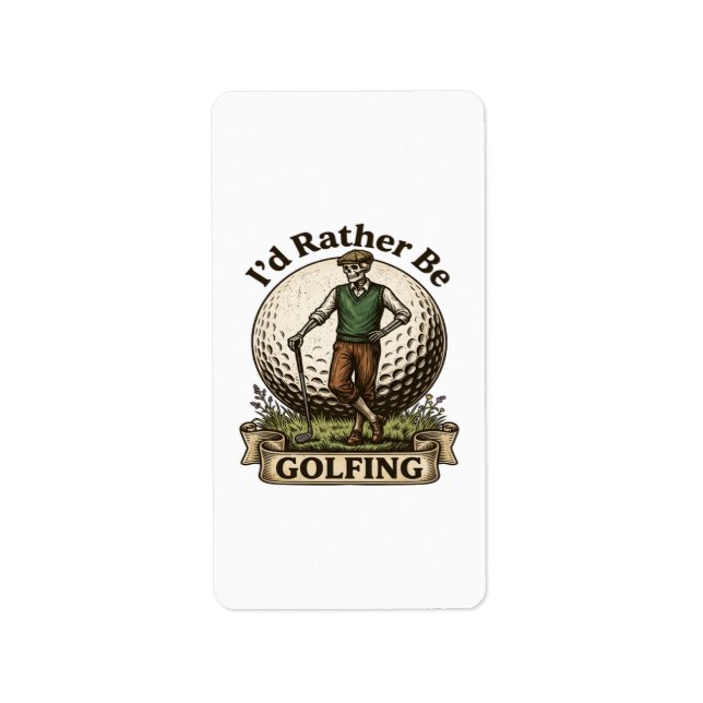 Étiquette Je préférerais jouer au golf  (Devant)