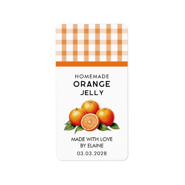 Étiquette Jelly orange maison avec à damiers motif (Devant)
