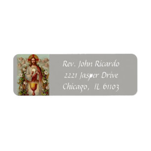 Étiquette Jésus avec l'eucharistie et le calice