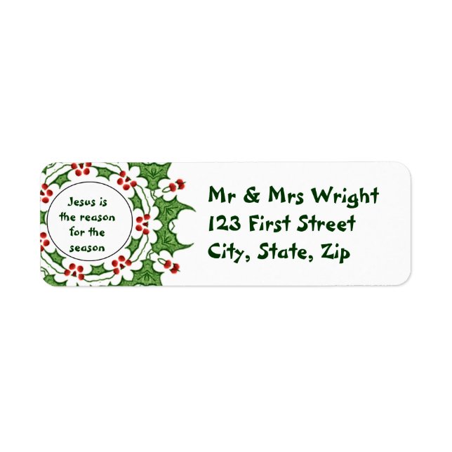 Étiquette Jésus est la raison de la saison Holly Design (Devant)