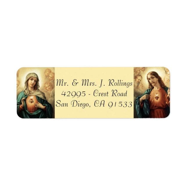 Étiquette Jésus et Sainte Vierge Marie Retourner l'adresse É (Devant)