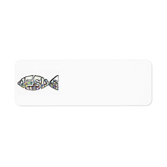 Étiquette Jésus-poisson-arc-en-ciel (Devant)