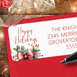 Étiquette JEUX VACANCES Modernes Script Red Bow Holly