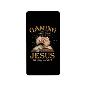 Étiquette Jeux vidéo dans mes veines, Jésus dans mon cœur