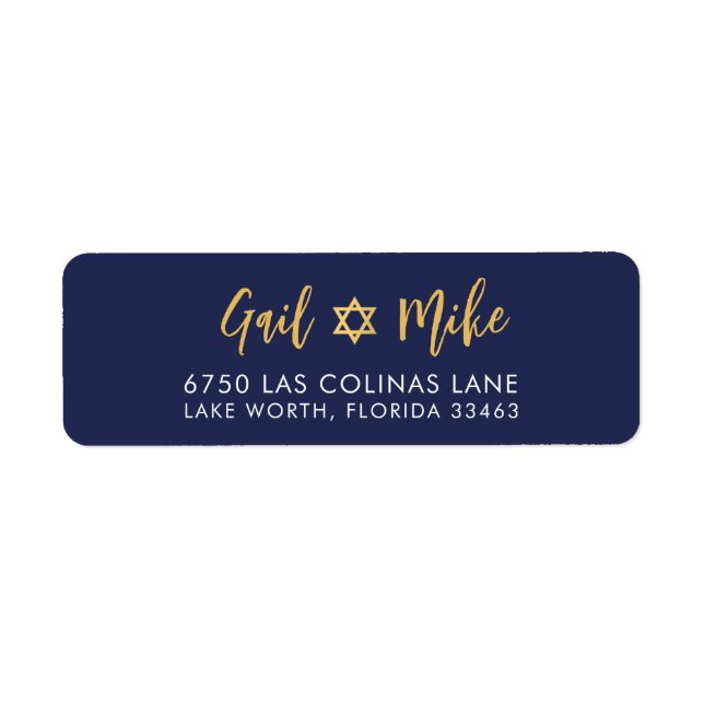 Étiquette JEWISH STAR moderne marine bleu or (Devant)