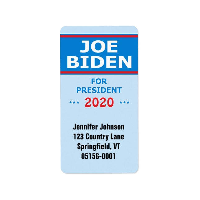 Étiquette Joe Biden for President 2020 (Devant)