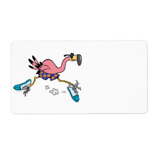 Étiquette jogging stupide et mignon qui tourne flamingo