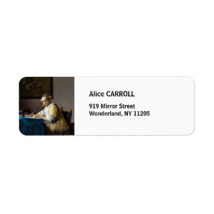 Étiquette Johannes Vermeer - Une dame écrit une lettre