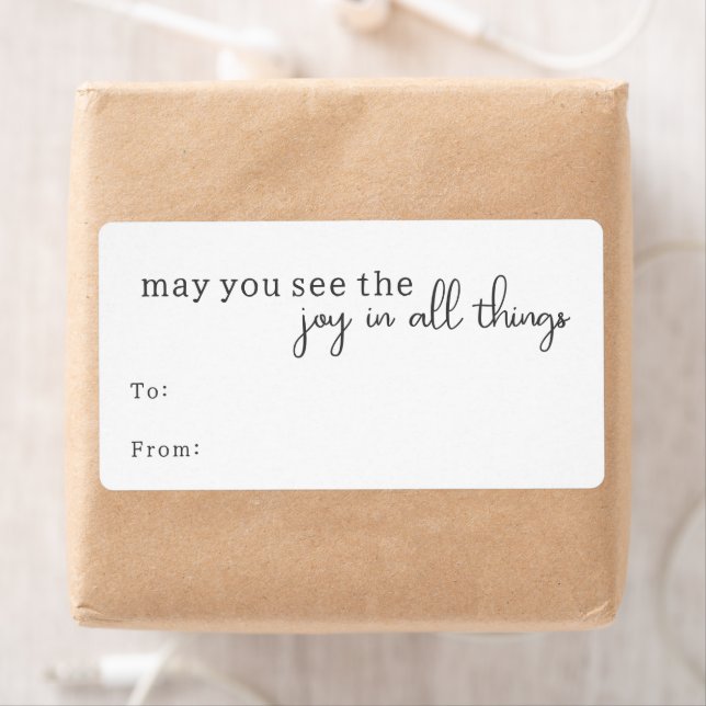 Étiquette Joie Boho Moderne En Toutes Choses Cadeau Rectangu (En situation)