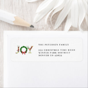 Étiquette Joie de couronne de Noël élégante adresse de retou