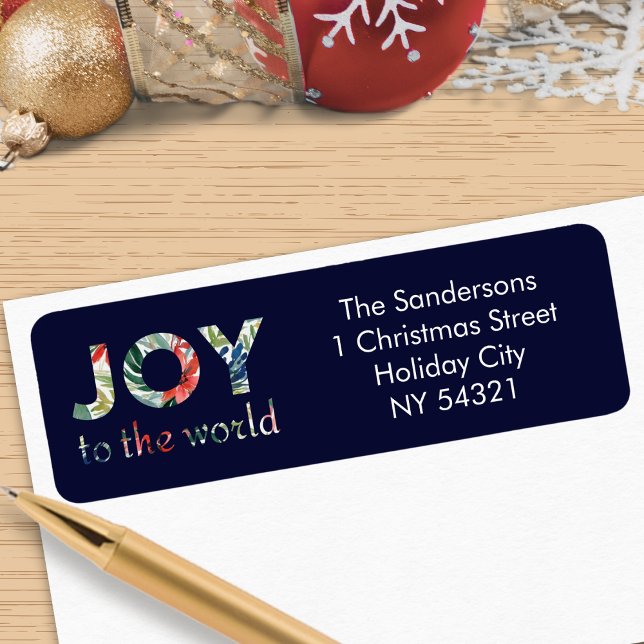 Étiquette Joie Moderne de Noël pour le Monde (A set of Christmas return address labels with colorful 'Joy to the world' wording)