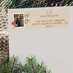 Étiquette Joie Peace Love Aquarelle Woodsy Mushrooms Photo