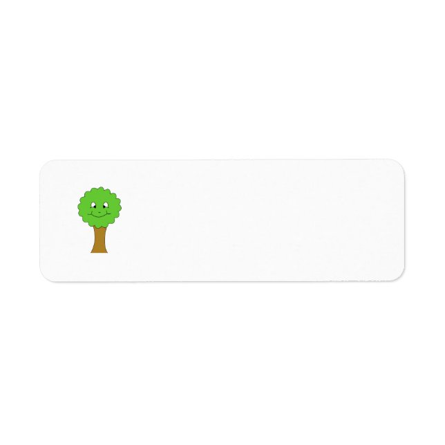 Étiquette Joli Arbre Vert. En blanc. (Devant)