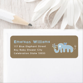 Étiquette Joli Blue Elephant Boy Baby shower Adresse de reto
