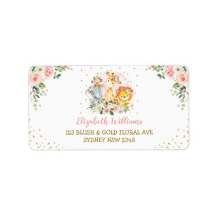 Étiquette Joli Blush Floral Jungle Animaux Retourner Adresse
