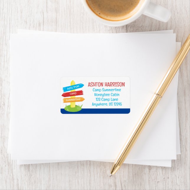 Étiquette Joli camp d'été Signer grande adresse de retour (En situation)