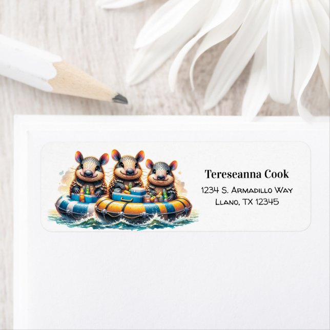 Étiquette Joli Cartoon Armadillos Avoir Un Tuyau Amusant Sur (En situation)