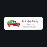 Étiquette Joli Christmas Tree Vintage Red Truck Adresse :<br><div class="desc">Petit sapin de Noël Étiquettes de adresse Vintages du Camion rouge</div>