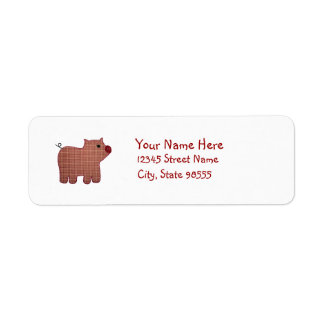 Étiquette Joli Cochon Pink Plaid De Style Country Avec Nom
