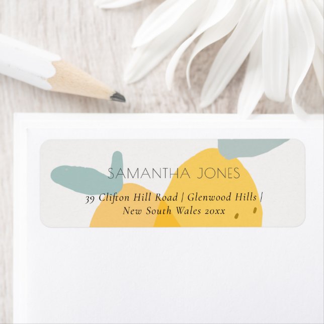 Étiquette Joli Jaune Citron Fruit Citrus Bright Adresse (En situation)