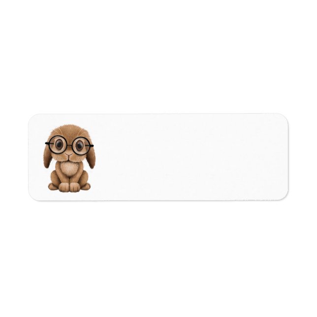 Étiquette Joli lapin Brown Portant des lunettes (Devant)