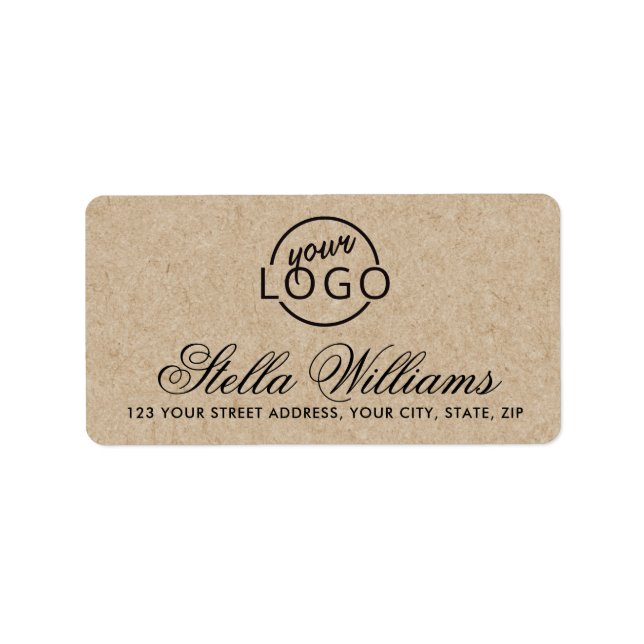 Étiquette Joli logo de script Kraft look retour adresse (Devant)