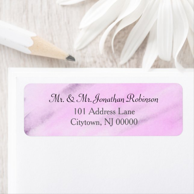 Étiquette Joli Mariage Violet Purple Aquarelle Laver (En situation)