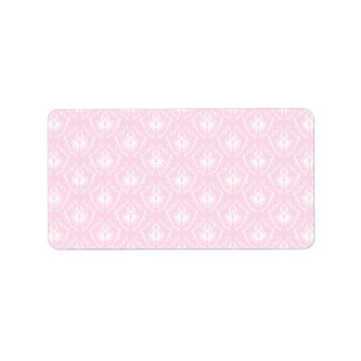 Étiquette Joli motif damassé rose pâle avec blanc.