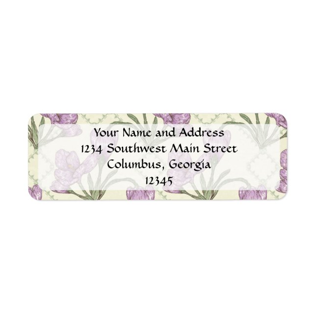 Étiquette Joli Motif Fleur Iris Violet (Devant)