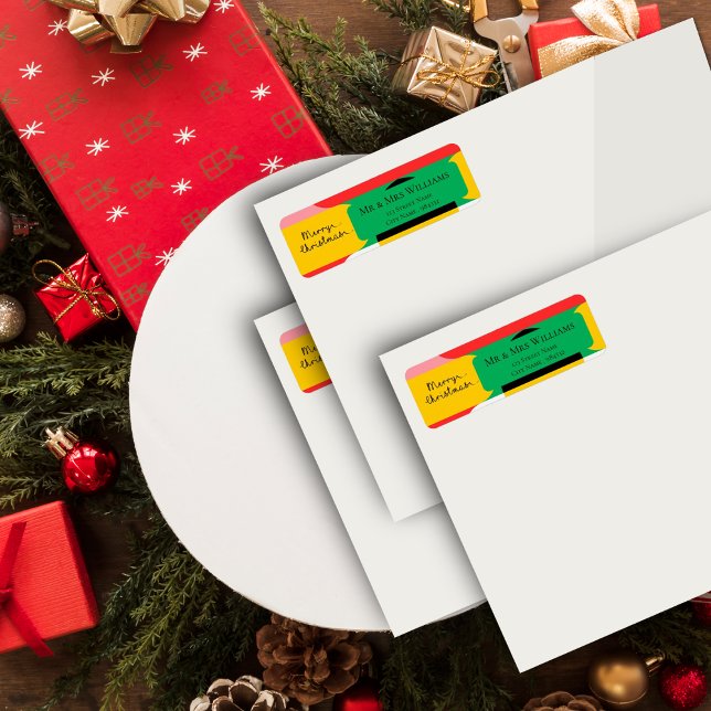 Étiquette Joli Motif géométrique Abstrait Joyeux Noël (Cute Abstract Geometric Pattern Merry Christmas Label)