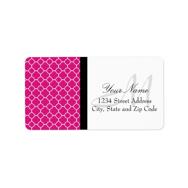 Étiquette Joli Motif Quatrefoil rose (Devant)