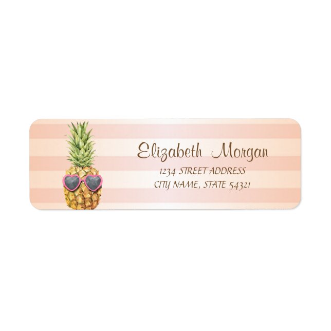 Étiquette Joli motif rayé féminin, Pineapple Cool  (Devant)