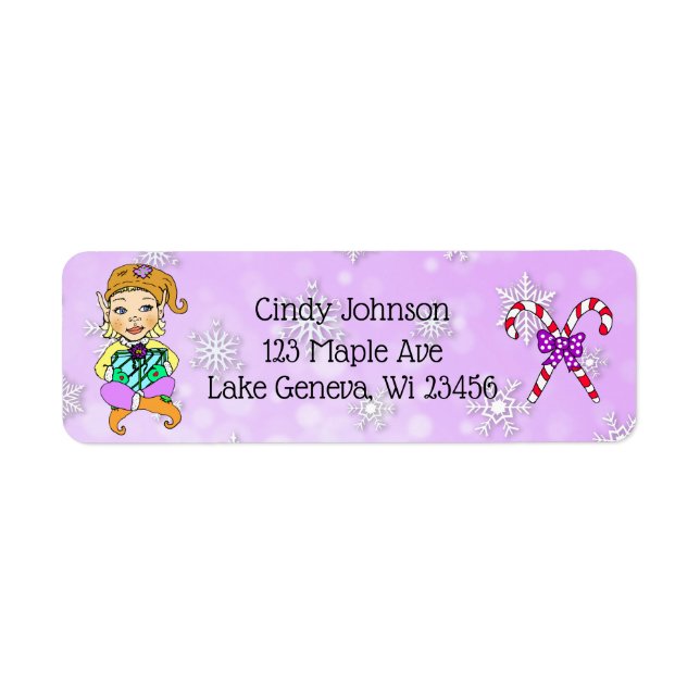 Étiquette Joli Noël Elfe et Sucres de canne (Devant)