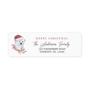 Étiquette Joli ours polaire santa chapeau joyeux animal de N