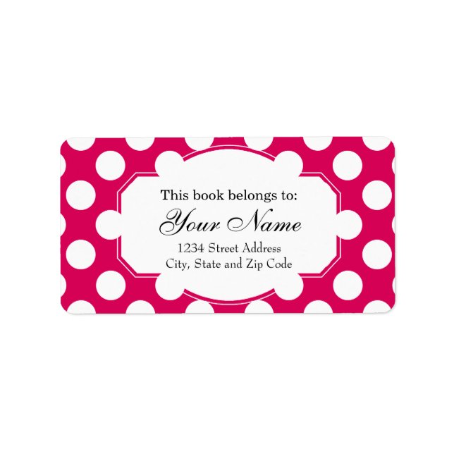 Étiquette Joli Pois rose et blanc Motif (Devant)