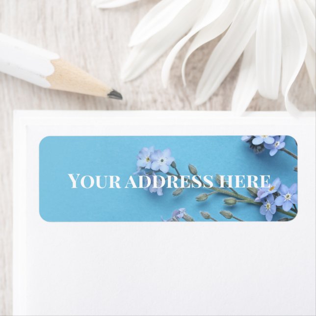 Étiquette Joli printemps Oubliez-moi pas les fleurs (En situation)