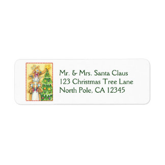 Étiquette Joli renne de Noël avec l'étoile de l'arbre de Noë