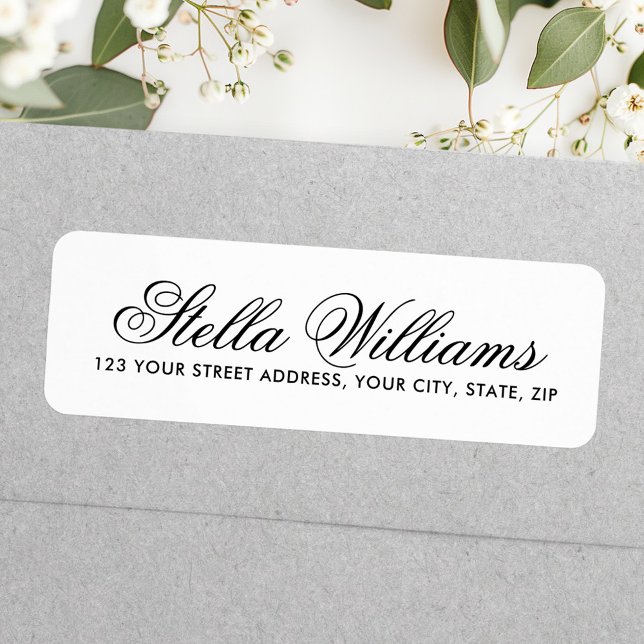 Étiquette Joli script de calligraphie simple adresse blanche (Pretty calligraphy script simple white address label)