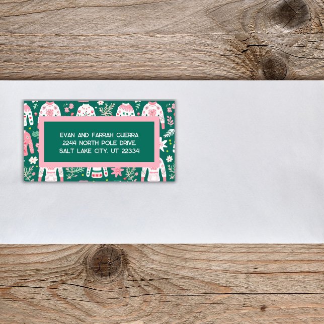 Étiquette Joli Sweat rose et vert Noël (Créateur téléchargé)