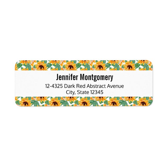 Étiquette Joli tournesol Jaune et Motif vert (Devant)