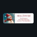 Étiquette Joli Vintage Snowman Christmas Adresse de retour<br><div class="desc">Notre fantaisiste rétro est si mignon et saisonnier sur ces étiquettes d'adresse de retour de Noël. Il a un chapeau de Père Noël, une belle écharpe rétro, et bien sûr un nez de carotte, avec ses boutons et ses bâtons pour les bras. C'est une aquarelle vintage. Nous avons placé le...</div>