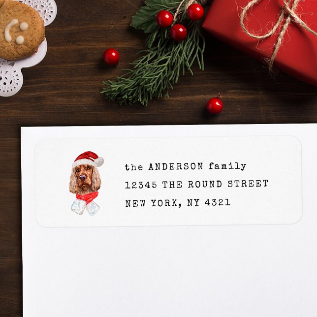 Étiquette Jolie adresse de retour de Cocker Anglais de Noël (Créateur téléchargé)