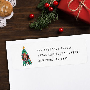 Étiquette Jolie adresse de retour de Noël de Basset Hound