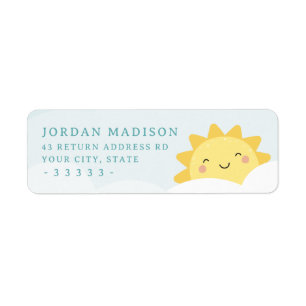 Étiquette Jolie adresse de retour soleil kawaii et nuages pa