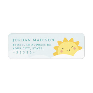 Étiquette Jolie adresse de retour soleil kawaii et nuages pa