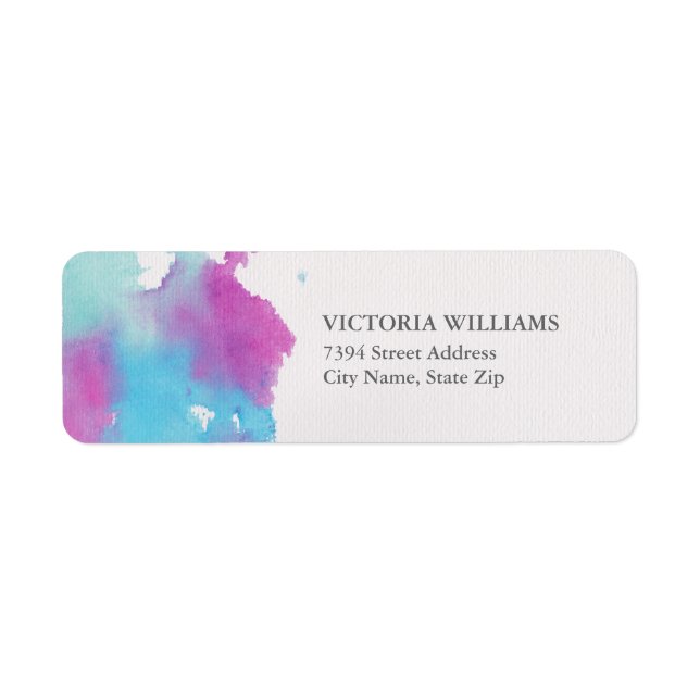 Étiquette Jolie aquarelle bleu pourpre Adresse de retour (Devant)