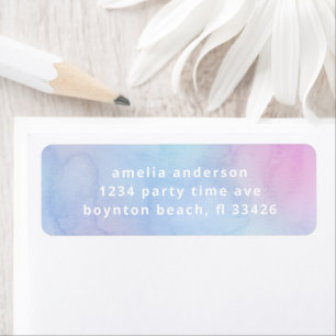 Étiquette Jolie aquarelle Pastel Simple Texte Violet